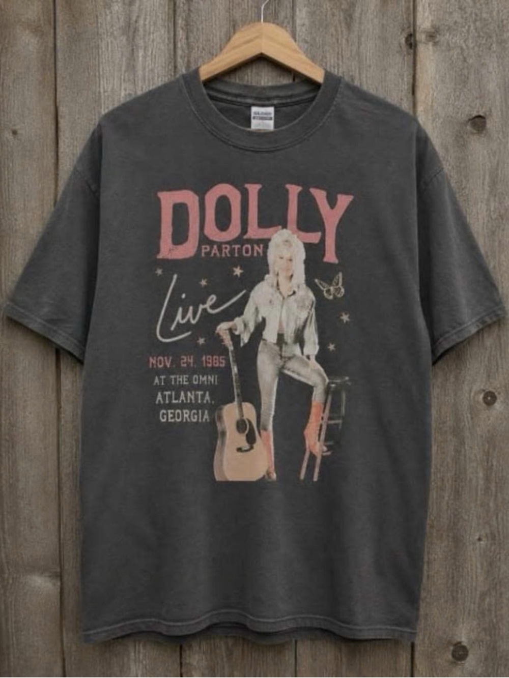 Dolly Parton Charcoal Graphic Tee - Live Tour Design